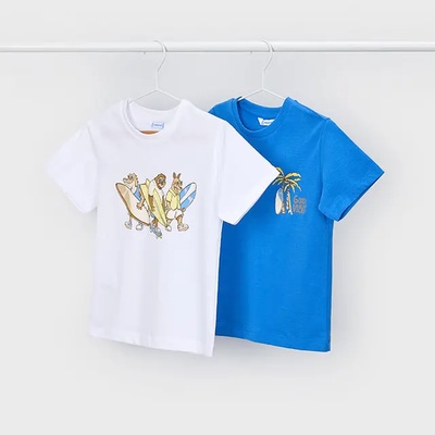 MAYORAL Комплект 2 тениски в син и бял цвят за мини момче Mayoral