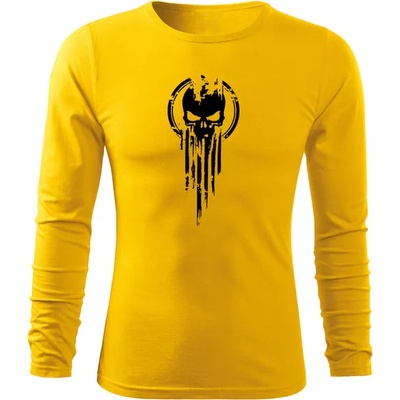 DRAGOWA FIT-T Тениска с дълъг ръкав Skull, жълта, 160 г/м2 (5839)