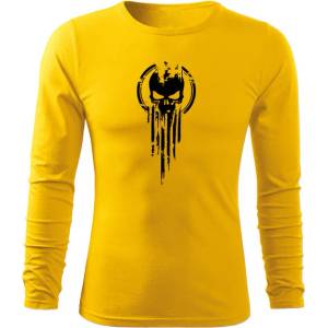 DRAGOWA FIT-T Тениска с дълъг ръкав Skull, жълта, 160 г/м2 (5839)
