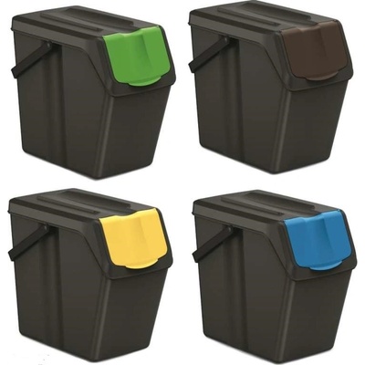 Prosperplast Odpadkové koše na tříděný odpad, 4 ks x 25 l SORTIBOX SLIM - černé