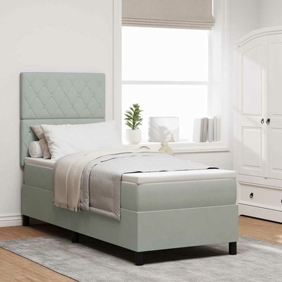 zahrada-XL 3339728 Postel s boxspringem s matrací Světle šedá samet