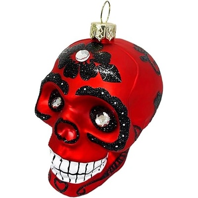 LAALU Ozdoba lebka s ornamenty červená 9 cm