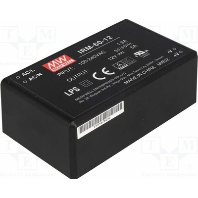 MEAN WELL IRM-60-12 Měnič: AC/DC; 60W; Uvst: 85÷264VAC; 12VDC; Ivýst: 5000mA; OUT: 1; PCB