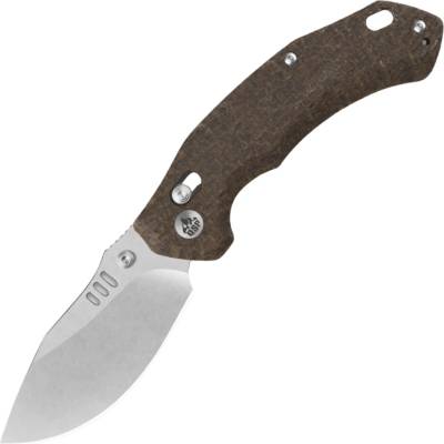 QSP Knife Elk 14C28N, Glow-in-the-Dark Brown burlap micarta Glyde lock QS173-A1
