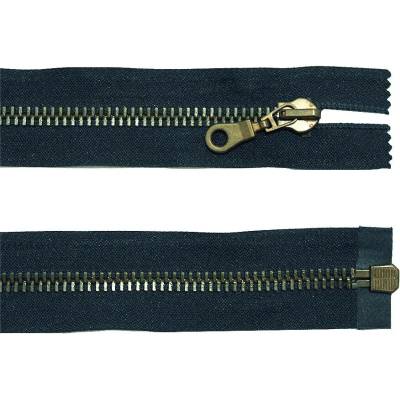 Kovový zip no.8 rozepínací 80cm tmavě modrý (staromosazné zoubky) silný zip