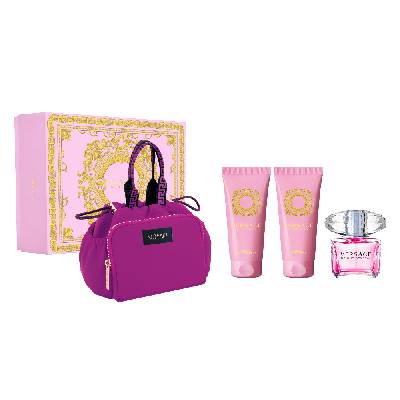Versace Bright Crystal, Sprchovací gél 100ml + Telový krém 100ml + Toaletná voda 90ml + Kozmetická taška pre ženy