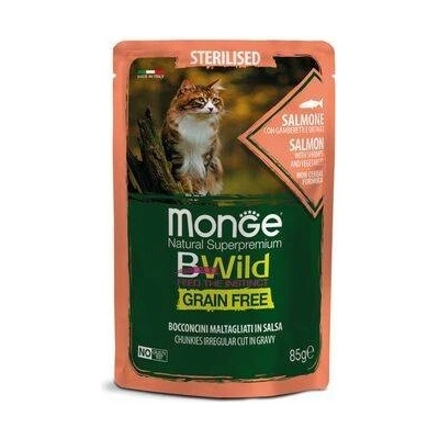 Monge BWild Cat Grain Free Sterilised Losos se zeleninou 85 g
