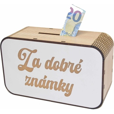 Drevená pokladnička s nápisom - Za dobré známky