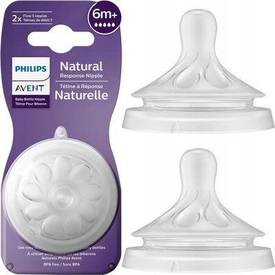 Avent Philips cumlík Natural Response 5 rýchly prietok 2 ks transparentni
