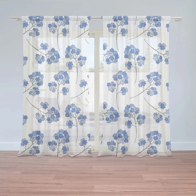 Sablio Záclony Modré kvietie : 2ks 150x250cm