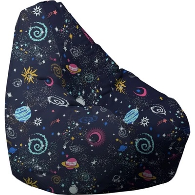 Pufrelax Пуф круша, 220л. , Nirvana Hobbit, Constelatie, Перящ се калъф, Пълнеж от Полистиролни перли, принт (PUF-G-NH-TEXP-STE)