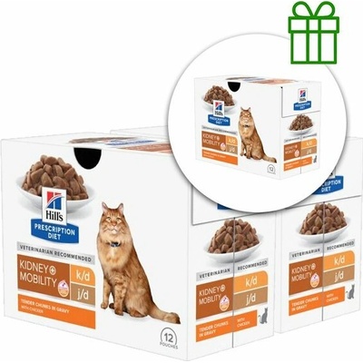 Hill's Prescription Diet k/d + Mobility Péče o ledviny pro kočky 12 x 85 g, 2+1