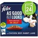 Krmivo pro kočky Felix Fantastic s kuřetem hovězím králíkem a jehněčím v želé 24 x 85 g