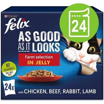 Felix Fantastic s kuřetem hovězím králíkem a jehněčím v želé 24 x 85 g