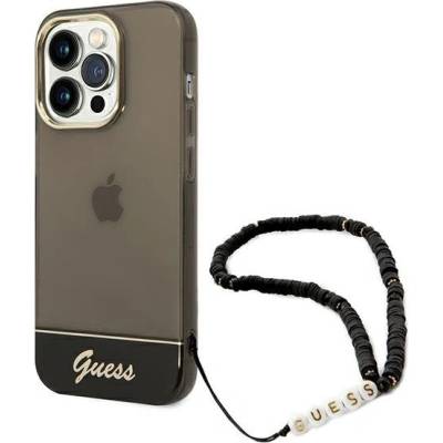 GUESS Кейс Guess GUHCP14LHGCOHK за iPhone 14 Pro 6.1" черен / черен, твърд Translucent Pearl Strap (GUE002236-0)