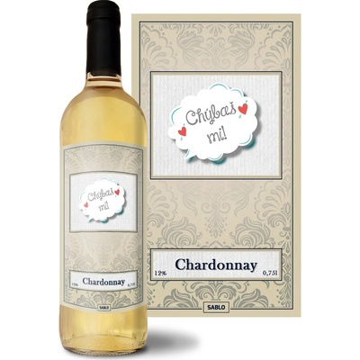 Sablio Chýbaš mi Chardonnay biele suché víno 12 % 0,75 l (čistá fľaša)