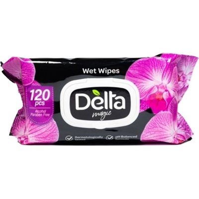 Delta Мокри кърпички Delta Magic - Черна орхидея, 120 броя (3900502666134)