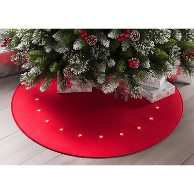 MagicHome Koberec červený s hvězdičkami 22 LED teplá bílá 2xAA 90 cm ST8091494