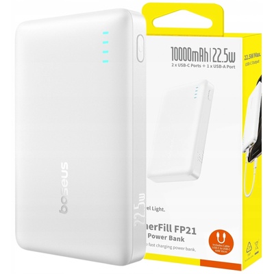 Baseus EnerFill FP21 10000mAh 22, 5W преносимо зарядно устройство, бяло (6932172690328)