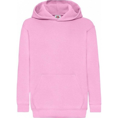 Fruit of the Loom s kapsou na břiše a kapucí 80% bavlny růžová světlá