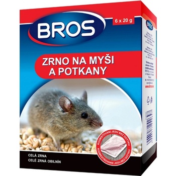 Rodenticid BROS zrno na myši a potkany 6 x 20 g