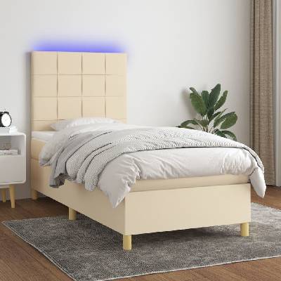 vidaXL 3135414 Boxspring postel s matrací a LED textil krémová