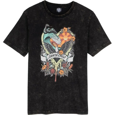 SANTA CRUZ tričko Floral Paradise T Shirt Black Acid Wash BLACK ACID WASH