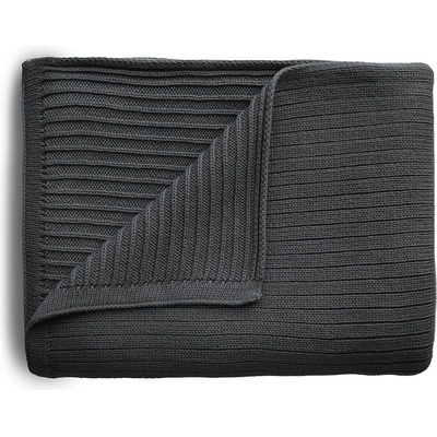 Mushie Pletená dětská deka pásiková Dark Gray