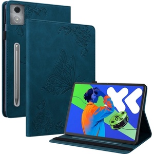 Lenovo Кожен калъф за Lenovo Tab P12 Pro 12.7 2025- "Щампа пеперуда и цветя", Стойка, Слот за карти, Вкл. Протектор, 6 Цвята