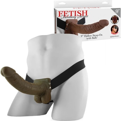 Унисекс пенис колан с тестиси, 24см. - Strap-On with Balls Brown (PIPE337429)