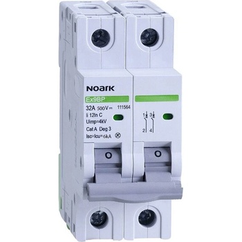 Noark 111561 Ex9BP 2P DC500V C16 DC Миниатюрен автоматичен прекъсвач 6 kA, х-ка C, 16 A, 500 V DC, 2-полюсен - 111561 (111561)