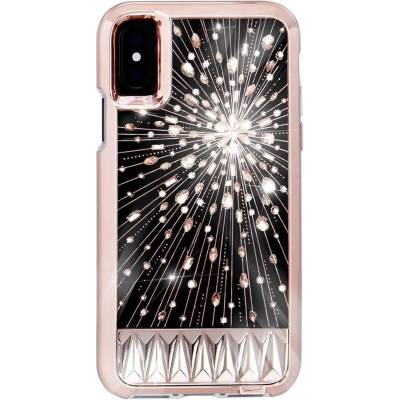 Case-Mate Luminescent Case - дизайнерски кейс с истински кристали и с висока защита за iPhone XS, iPhone X (розово злато)