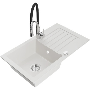 Mexen Pablo гранитна мивка с 1 отделение, с изсушител и кухненски смесител (6510-20-73450-07)