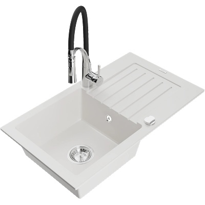 Mexen Pablo гранитна мивка с 1 отделение, с изсушител и кухненски смесител (6510-20-73450-07)