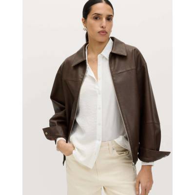Marks & Spencer Кожена bomber куртка с яка от состарена кожа Marks & Spencer кафява Marks & Spencer | Kafyav | ЖЕНИ | S