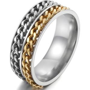 HARAHU Пръстен WA-17046 - Сребърен / Златен / 59mm KP17046