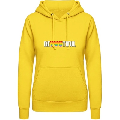 AWDis Dámska LGBTI mikina Nápis BeYOUtiful slnečná žltá