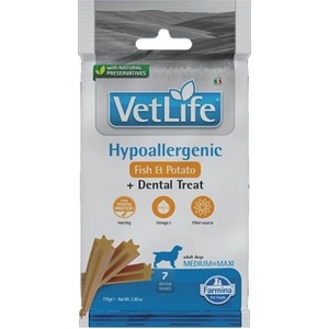 Farmina Vet Life Hypoallergenic Dental Treat With Fish and Sweet potato Medium Maxi - Дентални стикове за кучета от средни и едри породи с риба и сладък картоф - 100 гр, Италия - KVN0011003