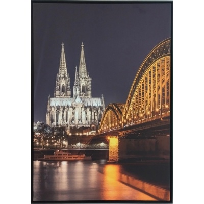 Bondecor Obraz "Most a katedrála gold" - tisk na plátno vložené do MDF rámu, 59x84 cm