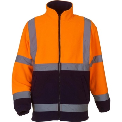 Yoko bunda HVK08 Hi-Vis fleecová výstražná oranžová Fluorescent/navy
