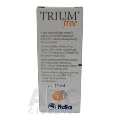 Fidia Farmaceutici, S.p.A. TRIUM free očné kvapky s obsahom kyseliny hyaluronóvej a extraktu z Ginko biloby (inov. 2022) 1x10 ml