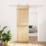 vidaXL Преплъзваща се врата 70 x 210 cm Естествено и бяло (3445026)