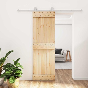 vidaXL Преплъзваща се врата 70 x 210 cm Естествено и бяло (3445026)