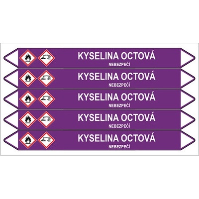 Značení potrubí, kyselina octová,5 ks, 150 × 12 mm PZ 006993