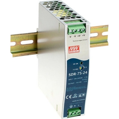 MEAN WELL SDR-75-12 Napájecí zdroj: spínaný; na lištu DIN; 75,6W; 12VDC; 6,3A; OUT: 1
