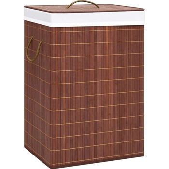 vidaXL Бамбуков кош за пране с 2 секции кафяв 72 л (320747)