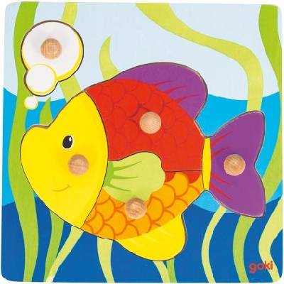 Goki - Дървен пъзел с дръжки - Рибка (57554)