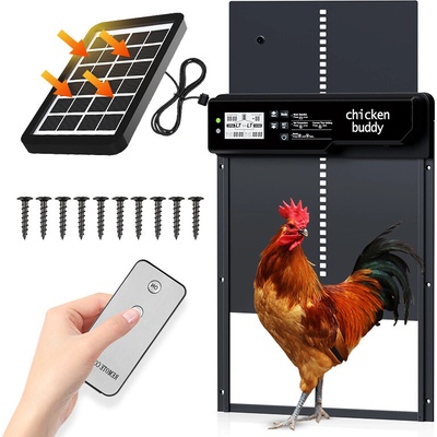 U&M Parts Automatická dvířka do kurniku solární, čtyři režimy HHD WONEGG | černá