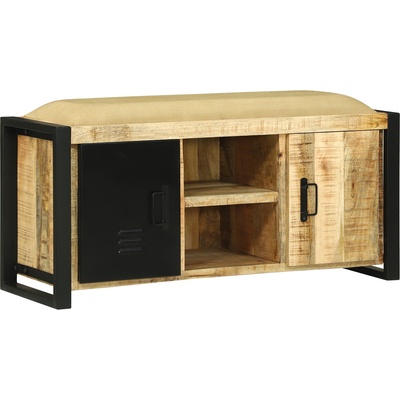 vidaXL Бенч Кабинет Кафяво 100 x 35 x 50 см Масивна дървесина от манго (4013617)