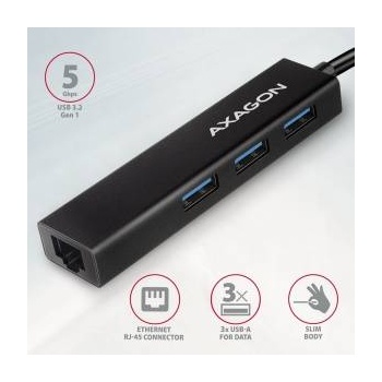 AXAGON USB HUB 1x RJ-45 + 3x USB-A 3.2 Gen1 (HMC-GL3A)